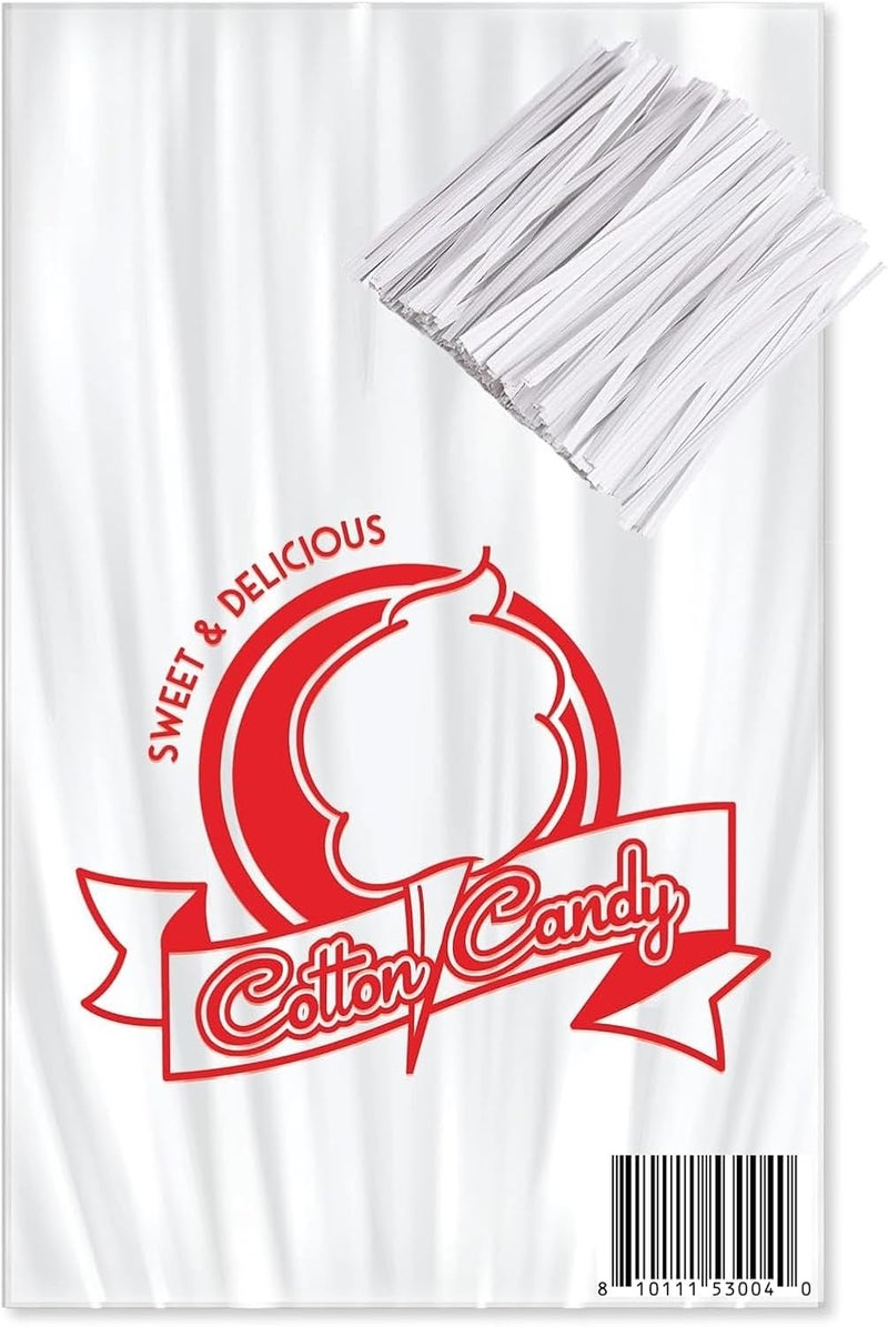 Bits N Things Printed Cotton Candy Bags with Ties | Party Event Carnival Fair | 11 1/2" x 18 1/2" | 8 Mil Thick | 400 Count - Image 3